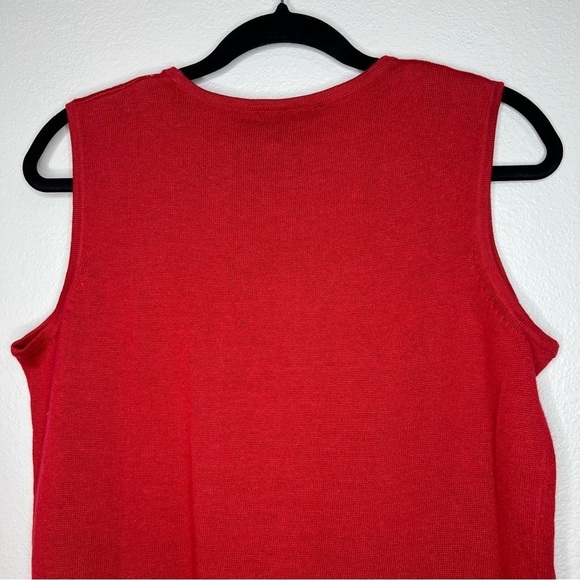 Carol Patterson Knits Red Linen Blend Pearl Beaded Embroidered Knit Top NWT - Picture 8 of 8